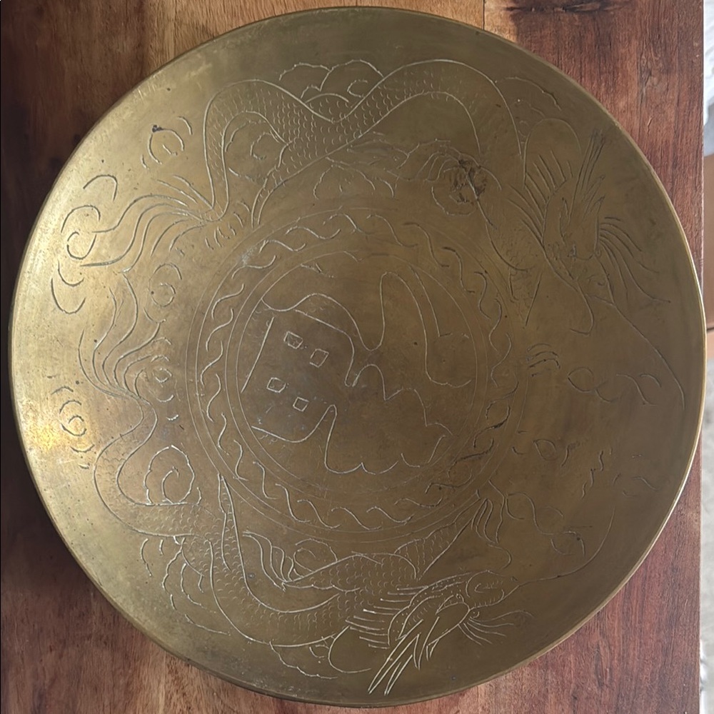 Engraved Brass Decorative Bowl 10”